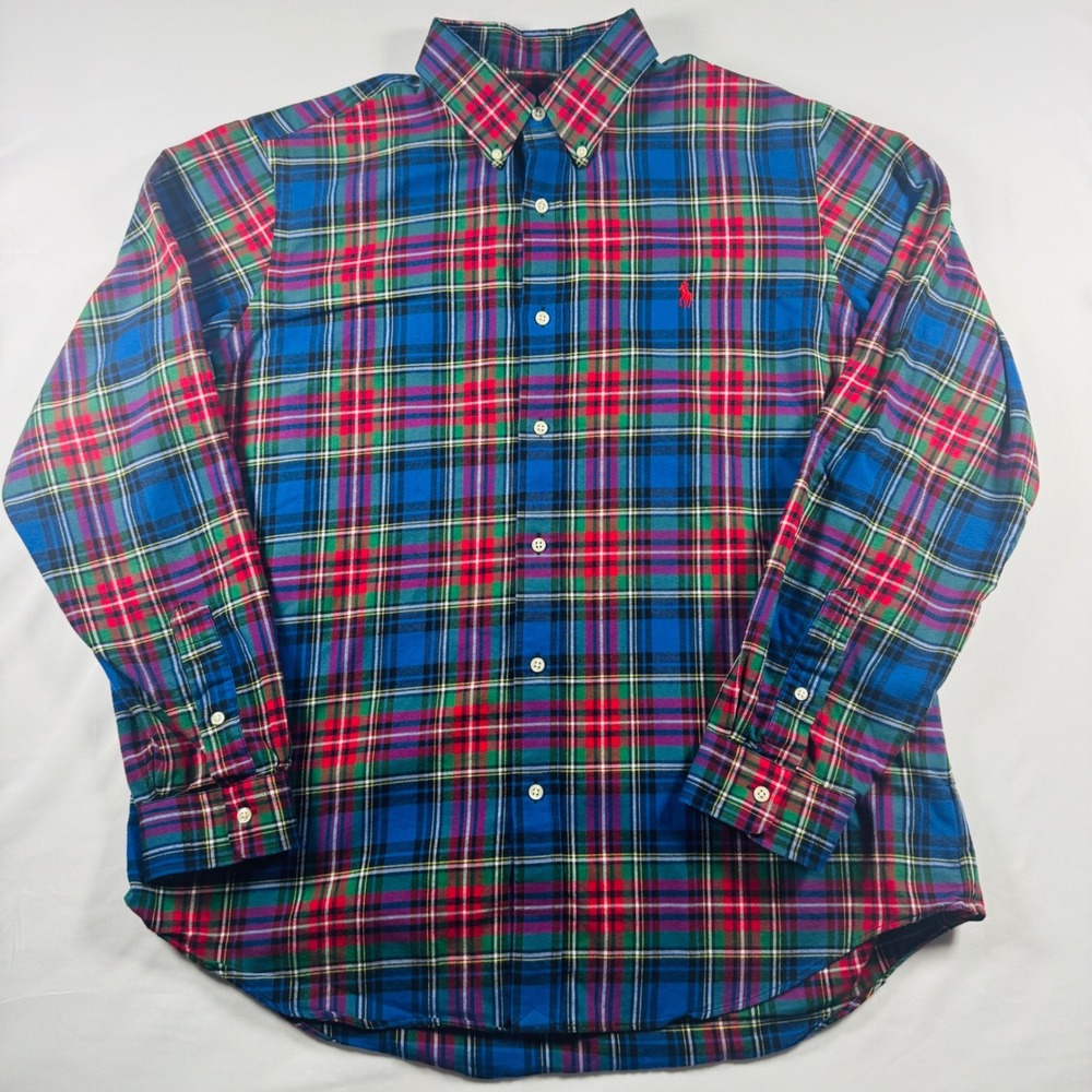 Ralph Lauren Classic Fit Performance Flannel Shirt Men XL Blue Plaid Button Down - Picture 4 of 6